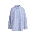 Essentiel Antwerp Light blue and white striped oversized shirt with stud embellishments