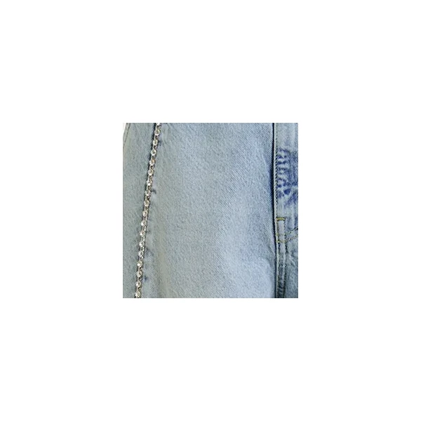 Essentiel Antwerp Light blue balloon-leg jeans with silver rhinestone side trim, view 2