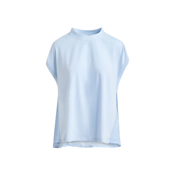 Essentiel Antwerp Light blue cap-sleeve organic cotton T-shirt Top