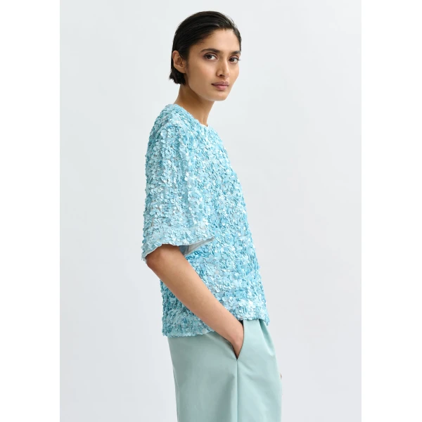 Essentiel Antwerp Light blue sequin-embellished top, view 4