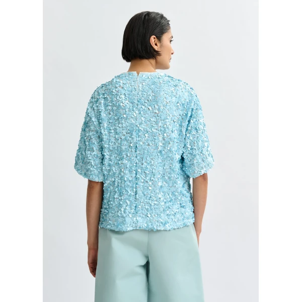 Essentiel Antwerp Light blue sequin-embellished top, view 5