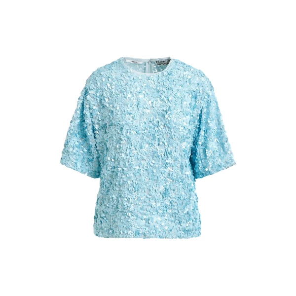 Essentiel Antwerp Light blue sequin-embellished top