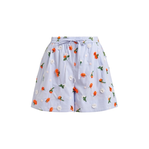 Light blue shorts with orange and green sequin