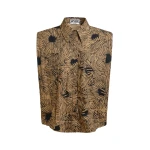 Essentiel Antwerp Light brown and black sleeveless shirt with padded shoulders