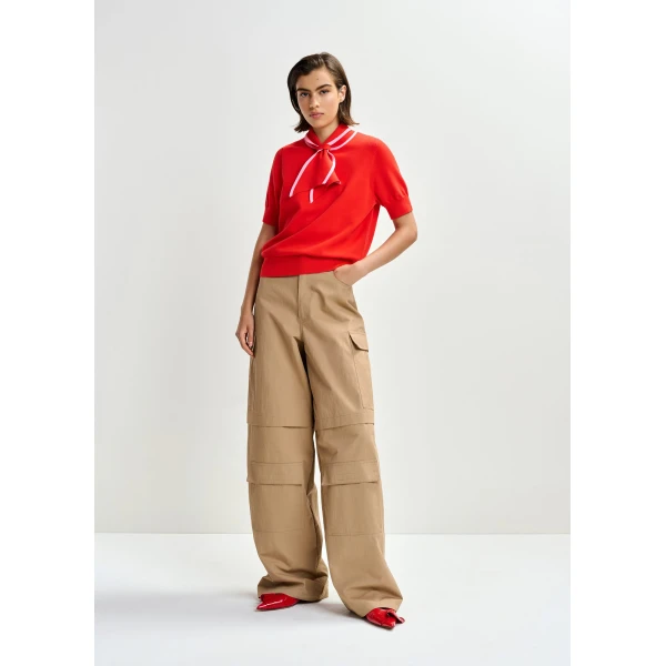 Essentiel Antwerp Light brown cotton-blend flap cargo pants, view 2