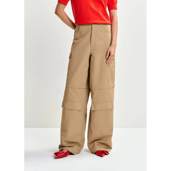 Essentiel Antwerp Light brown cotton-blend flap cargo pants, view 3