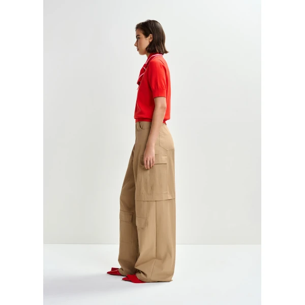 Essentiel Antwerp Light brown cotton-blend flap cargo pants, view 4