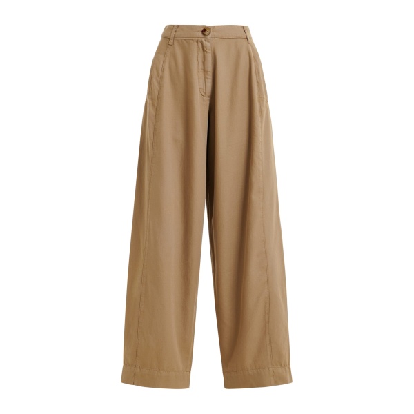 Light brown organic cotton wide-leg pants