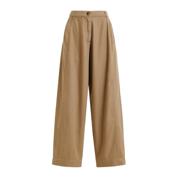 Essentiel Antwerp Light brown organic cotton wide-leg pants