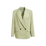 Essentiel Antwerp Light green straight-cut double-breasted blazer