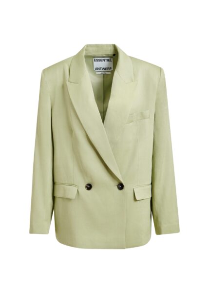 Light green straight-cut double-breasted blazer
