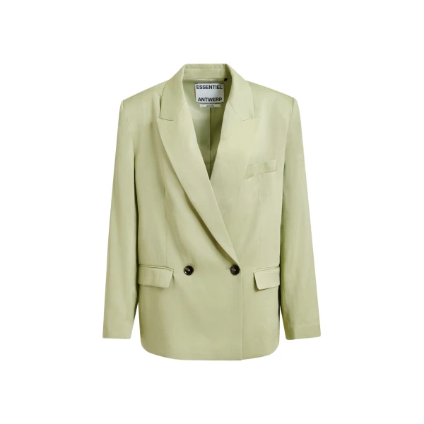Essentiel Antwerp Light green straight-cut double-breasted blazer