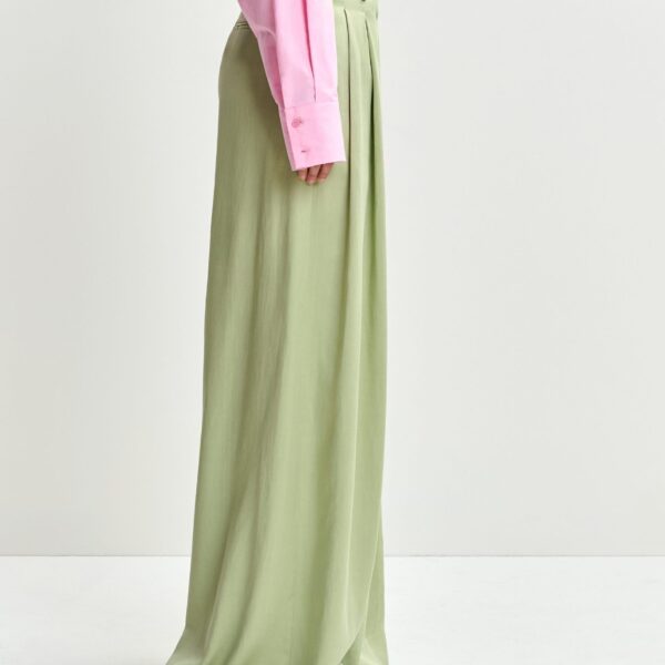 Essentiel Antwerp Light green wide-leg tailored pants, view 3