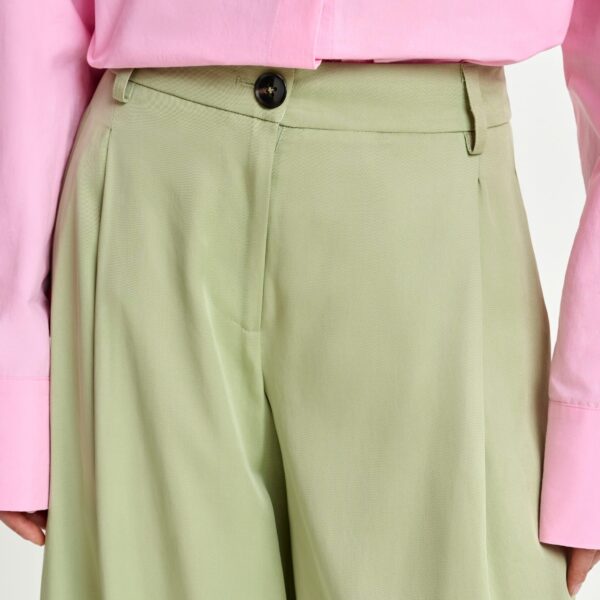 Essentiel Antwerp Light green wide-leg tailored pants, view 5