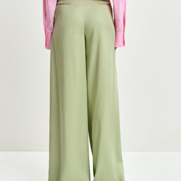Essentiel Antwerp Light green wide-leg tailored pants, view 6
