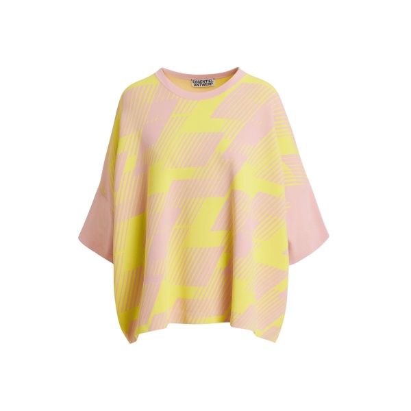 Light pink and yellow jacquard-knit top