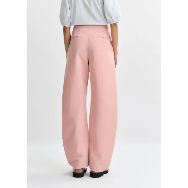 Essentiel Antwerp Light pink barrel-leg pants with pleated waist, view 6