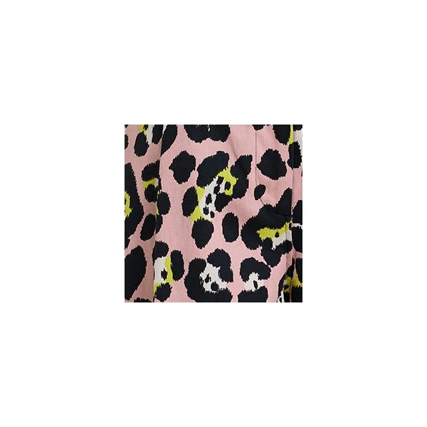 Essentiel Antwerp Light pink, black and yellow leopard-print wide-leg pants, view 2