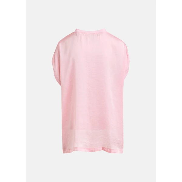 Essentiel Antwerp Light pink cap-sleeve organic cotton T-shirt Top, view 3