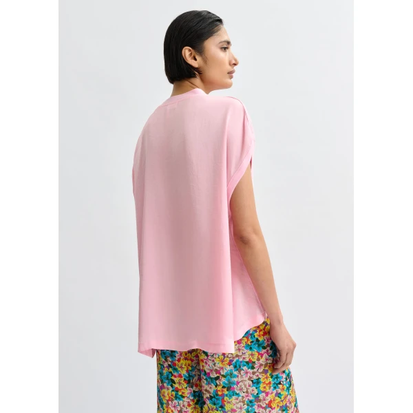 Essentiel Antwerp Light pink cap-sleeve organic cotton T-shirt Top, view 6