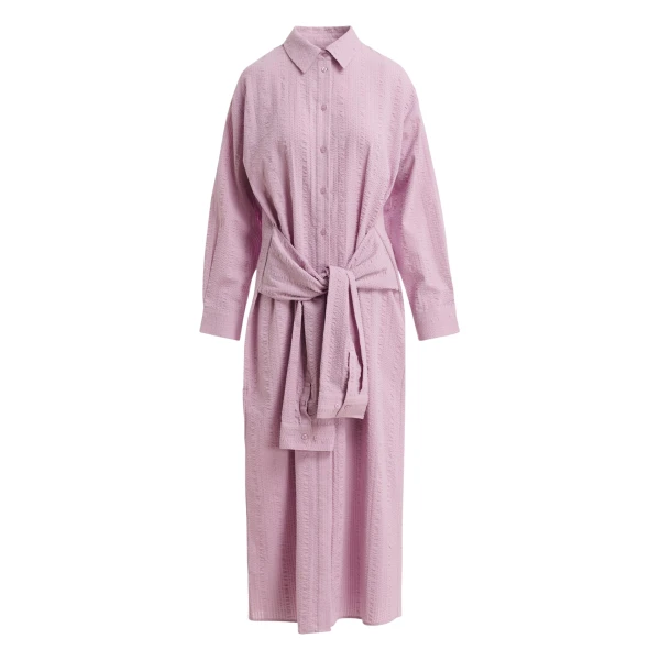 Essentiel Antwerp Light pink cotton shirt dress with faux-sleeve detailing