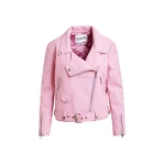Essentiel Antwerp Light pink fitted biker jacket
