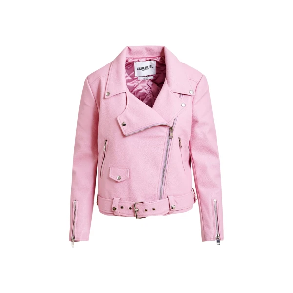 Essentiel Antwerp Light pink fitted biker jacket