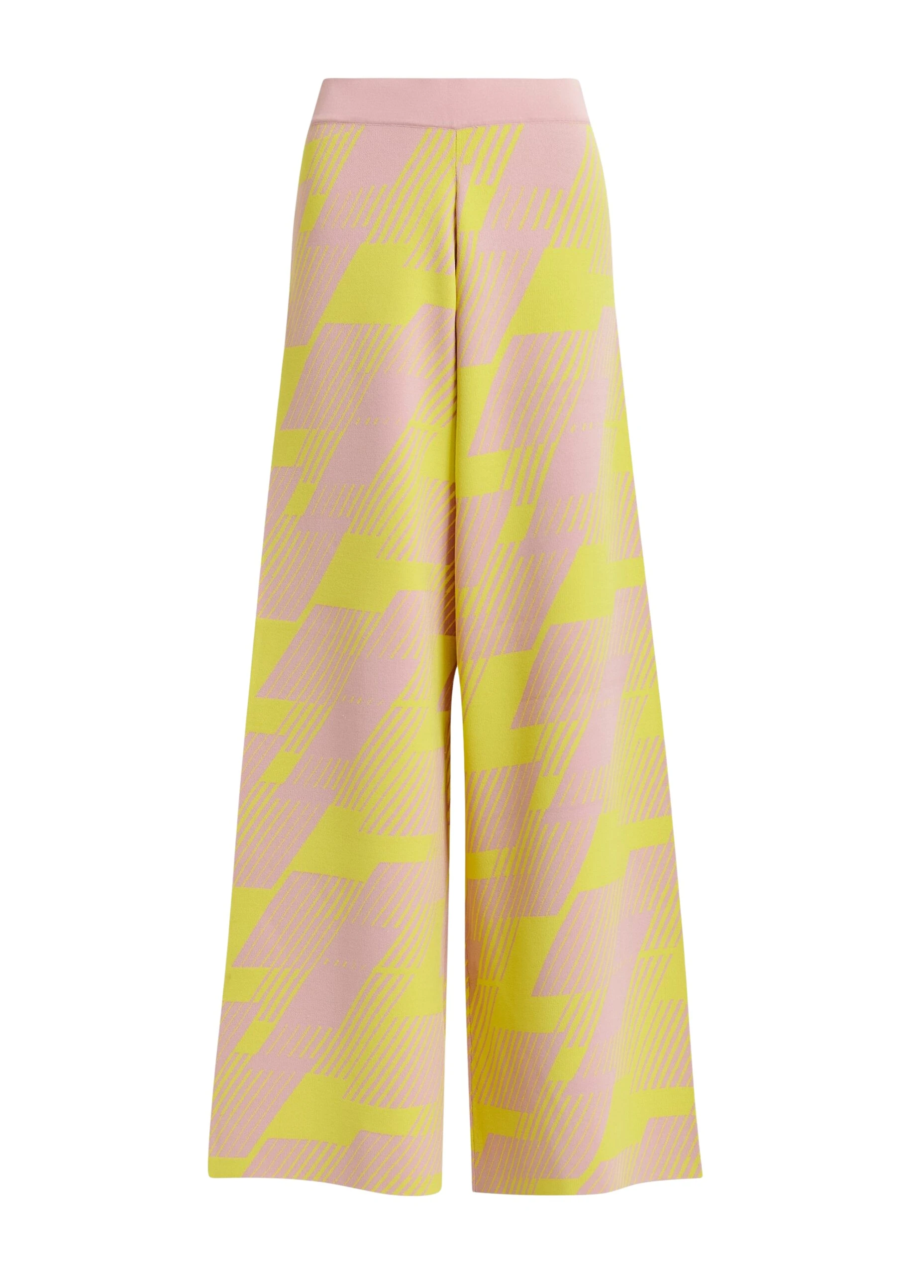 Essentiel-Antwerp-Light-pink-flared-knitted-pants-with-yellow-jacquard-pattern-scaled81642_nobg Essentiel Antwerp Light pink flared knitted pants with yellow jacquard pattern