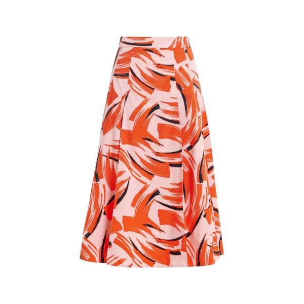 Essentiel Antwerp Light pink, orange and black a-line midi skirt