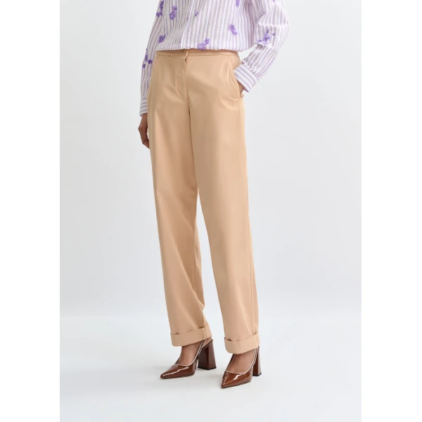 Essentiel Antwerp Light pink organic cotton-blend pants, view 4