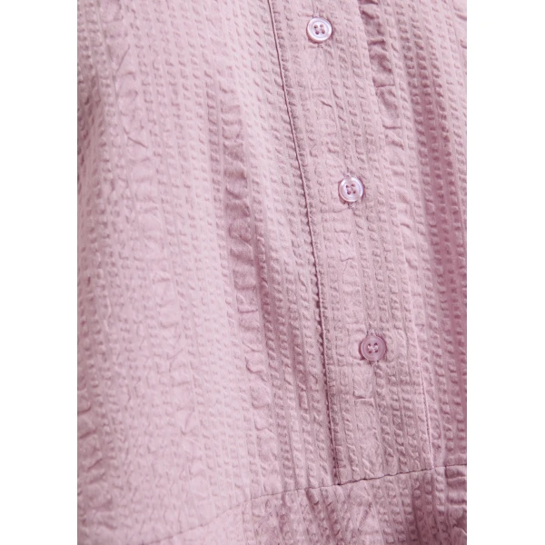 Essentiel Antwerp Light pink peplum cotton shirt with contrasting collar, view 6
