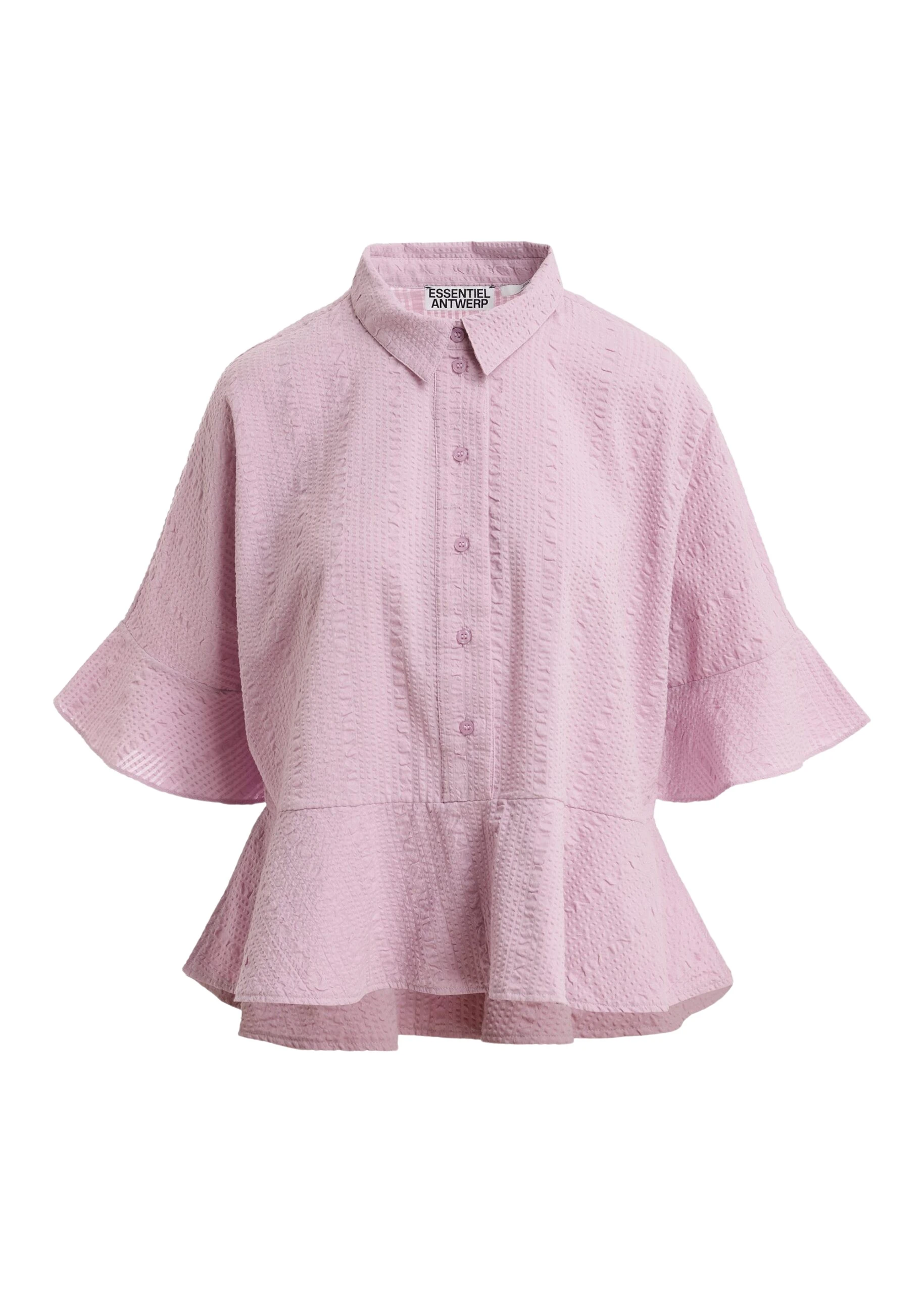 Essentiel Antwerp Light pink peplum cotton shirt with contrasting collar