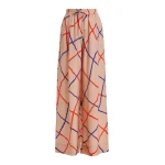 Essentiel Antwerp Light pink, red and blue check print wide-leg pants