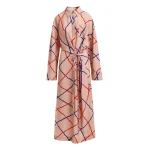 Essentiel Antwerp Light pink, red and blue checked oversized maxi dress