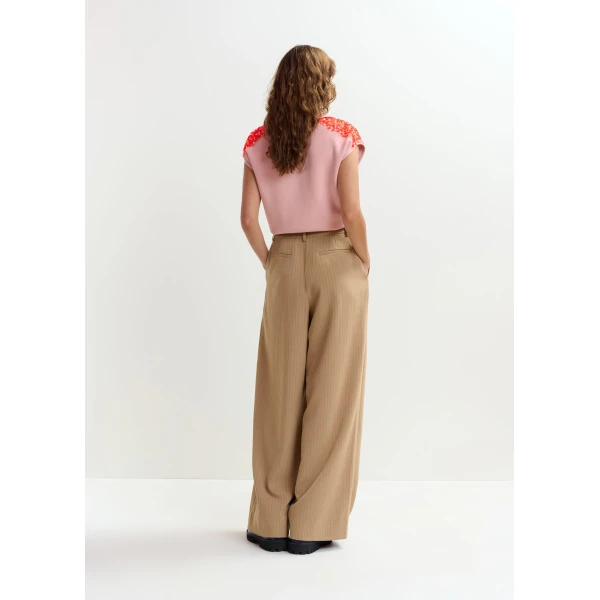 Essentiel Antwerp Light pink sleeveless polo with orange embellished shoulders Top, view 6