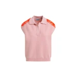 Essentiel Antwerp Light pink sleeveless polo with orange embellished shoulders Top