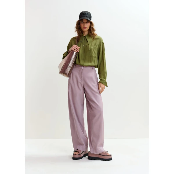 Essentiel Antwerp Light purple organic cotton wide-leg pants, view 3