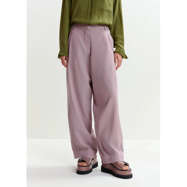 Essentiel Antwerp Light purple organic cotton wide-leg pants, view 4