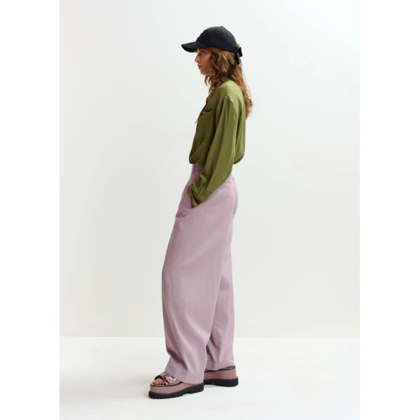 Essentiel Antwerp Light purple organic cotton wide-leg pants, view 5