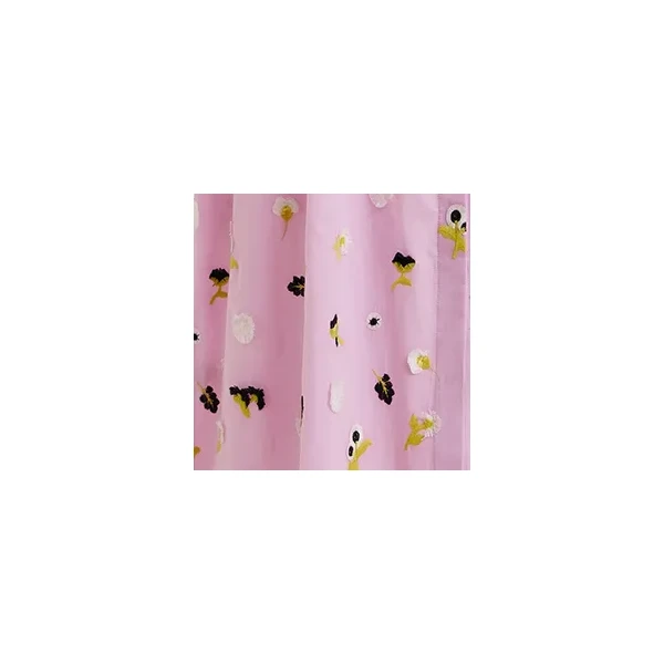 Essentiel Antwerp Light purple oversized cotton maxi shirt dress with black, white and yellow floral embellishments, view 2