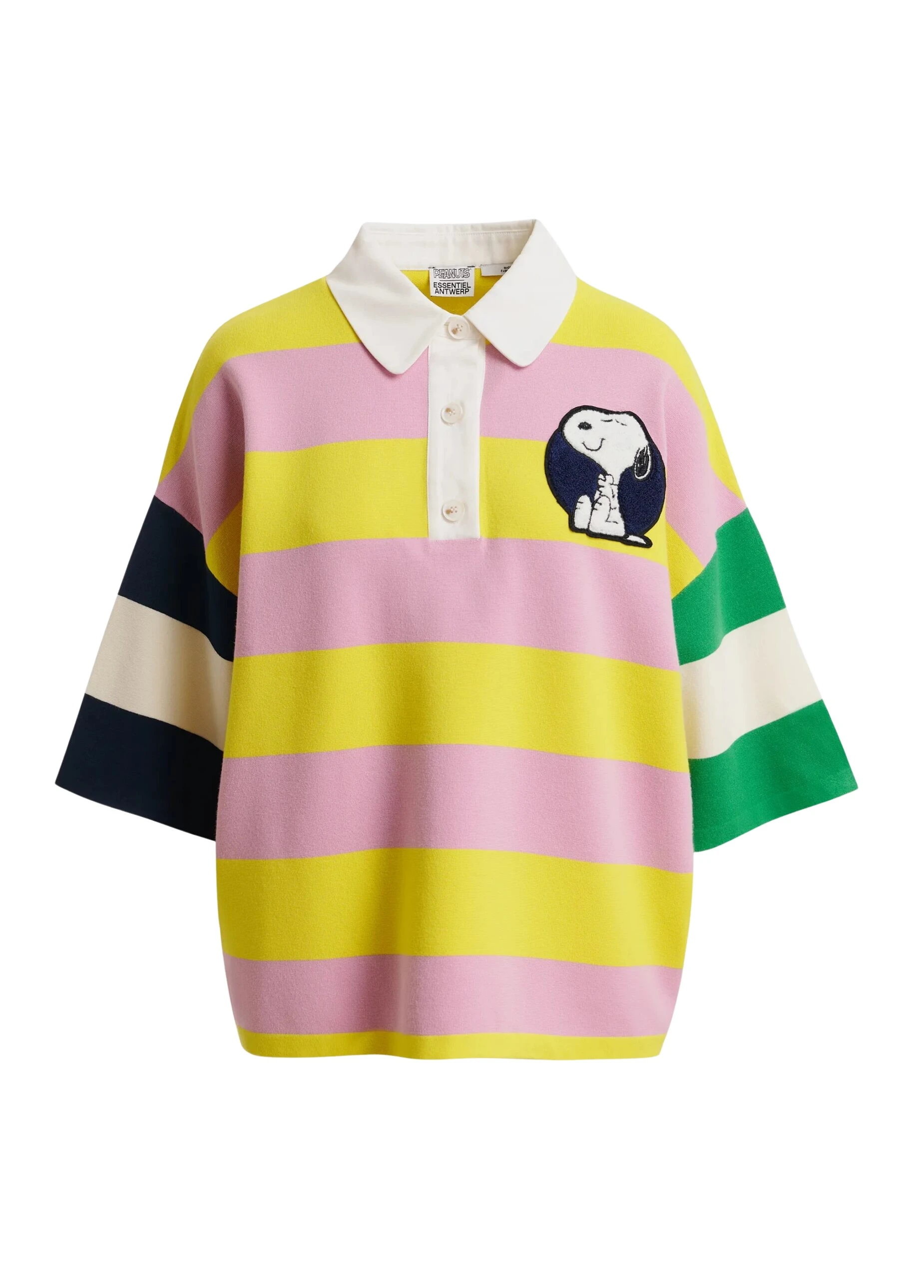Essentiel-Antwerp-Lilac-and-yellow-striped-polo-sweater-with-Peanuts™-patch-and-text-scaled54892_nobg Essentiel Antwerp Lilac and yellow striped polo sweater with Peanuts™ patch and text