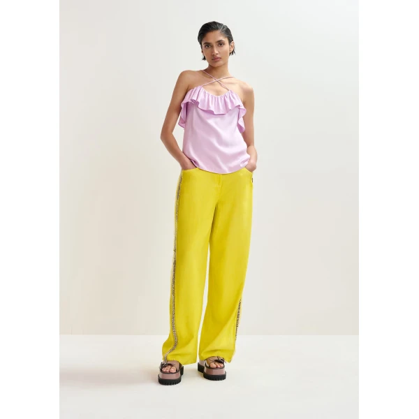 Essentiel Antwerp Lilac ruffled camisole top with tie-back detail, view 6
