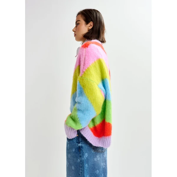 Essentiel Antwerp Multicolor intarsia knit striped sweater, view 4