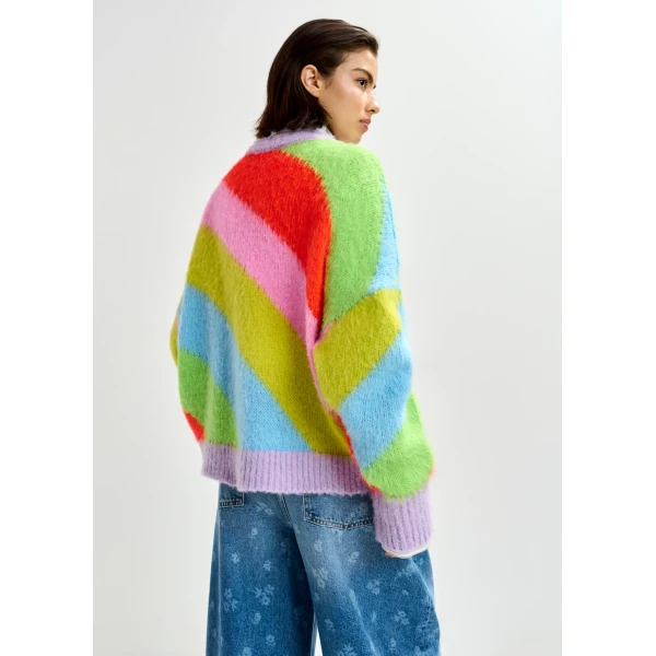 Essentiel Antwerp Multicolor intarsia knit striped sweater, view 5