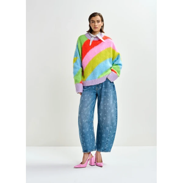 Essentiel Antwerp Multicolor intarsia knit striped sweater, view 6