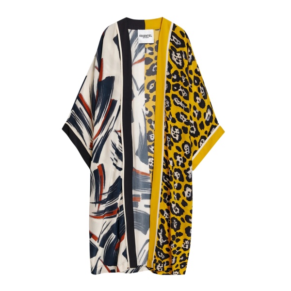 Multicolor kimono with two different prints