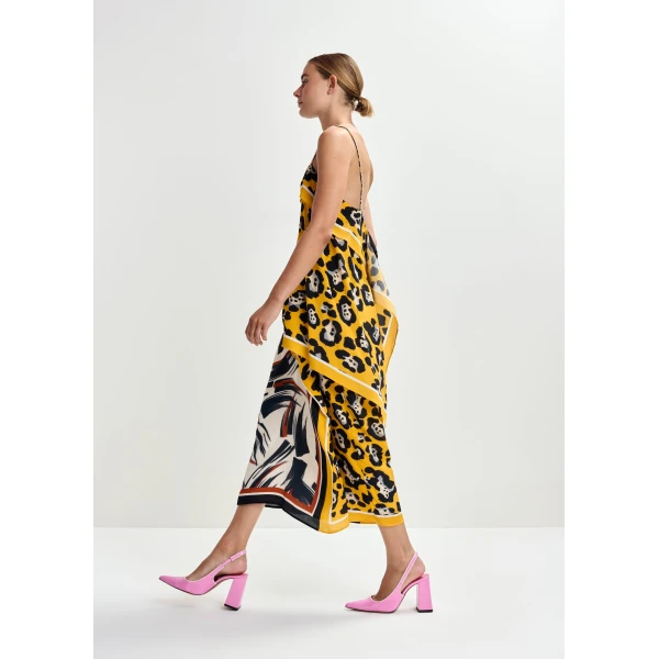 Essentiel Antwerp Multicolor printed draped midi skirt, view 5