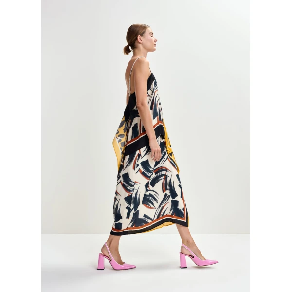 Essentiel Antwerp Multicolor printed draped midi skirt, view 6