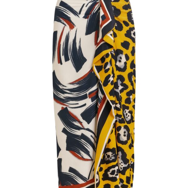 Essentiel Antwerp Multicolor printed draped midi skirt