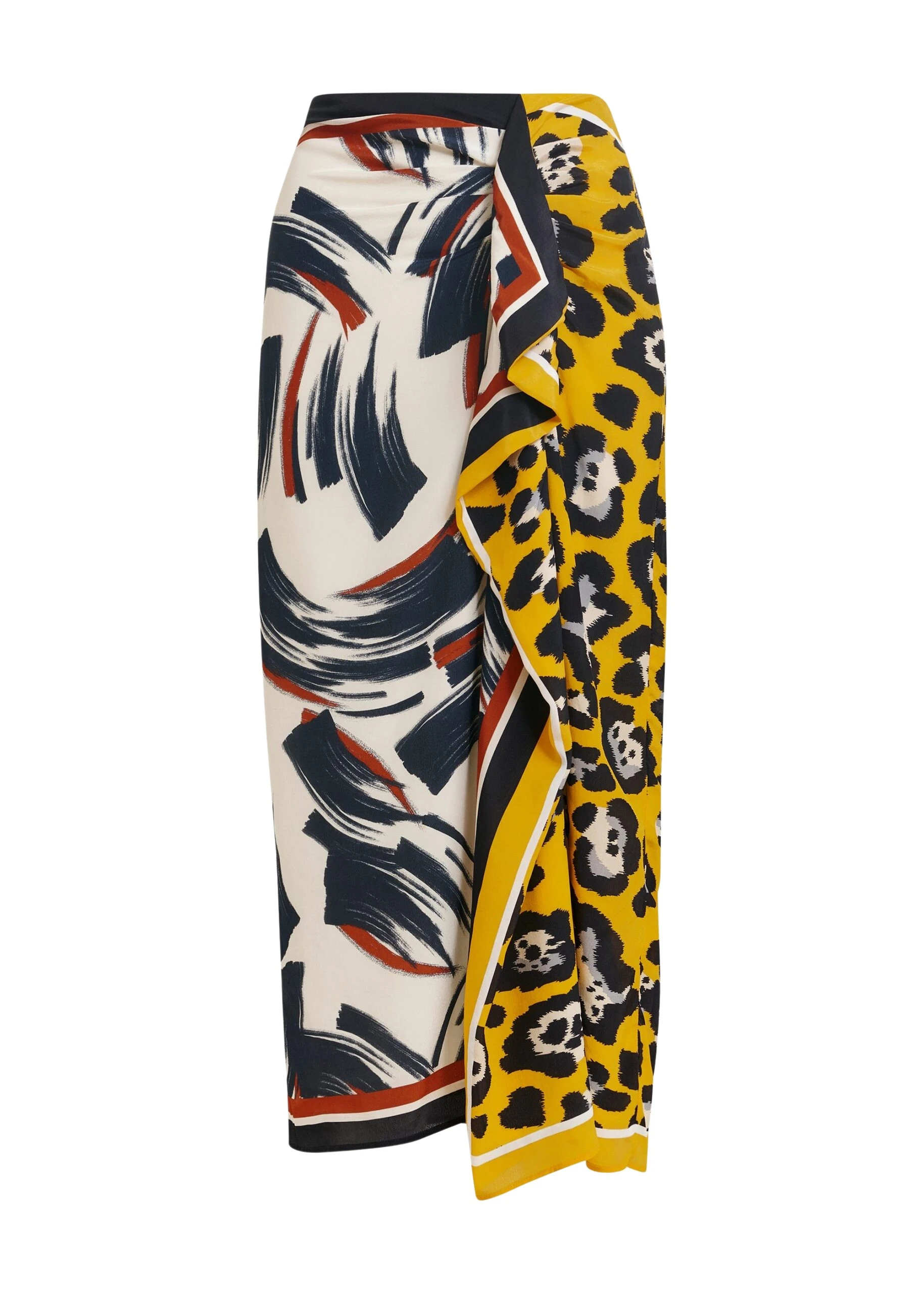 Essentiel Antwerp Multicolor printed draped midi skirt